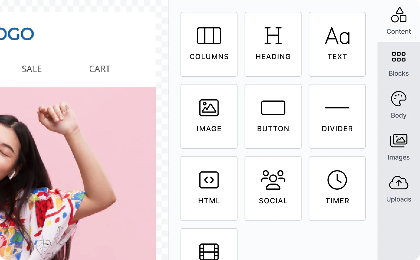 Simple drag-and-drop landing page builder