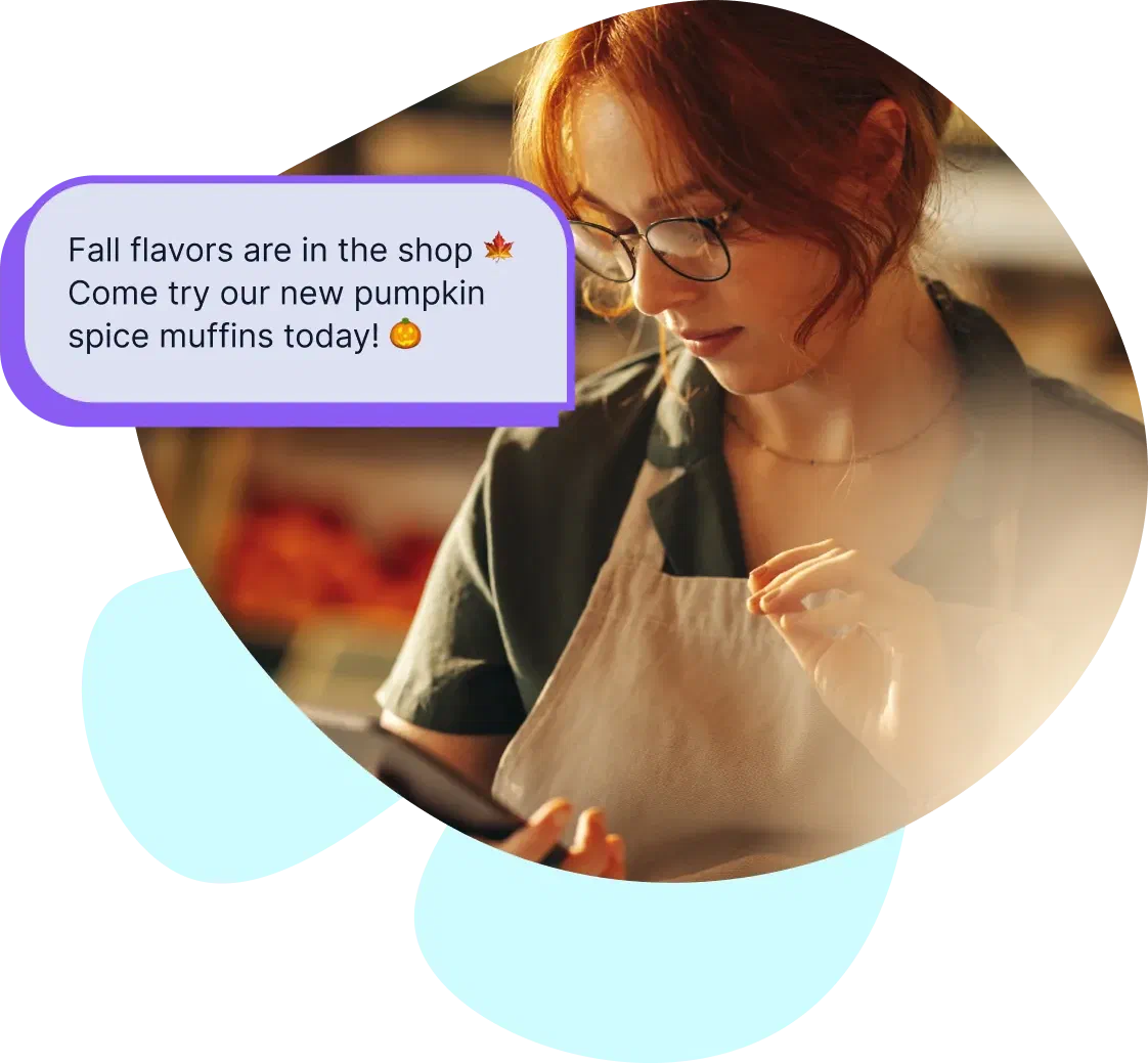 A seller texting her customers that a new product has arrived