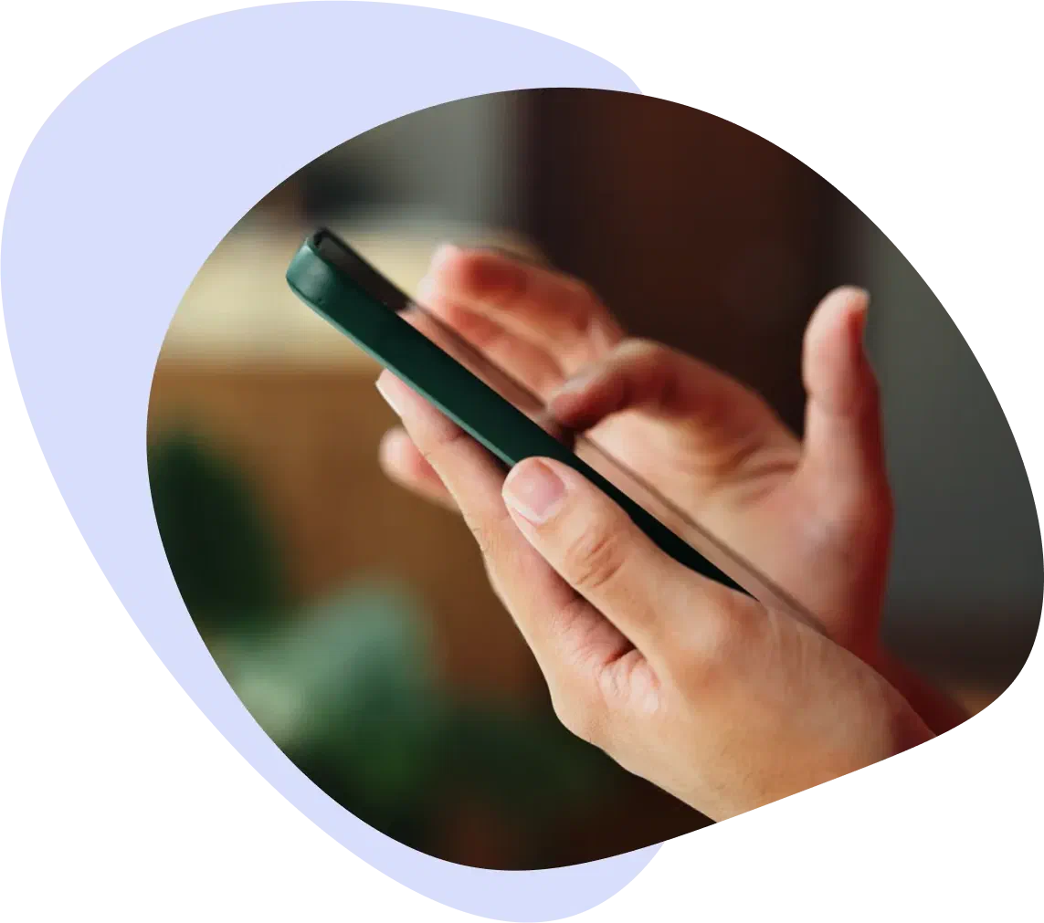Someone texting a keyword on their phone to join a seller's list