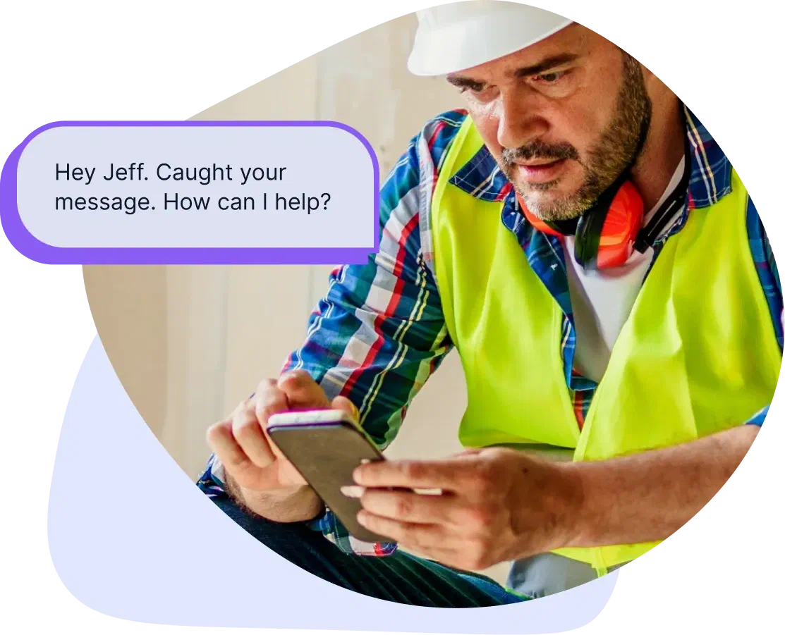 A contractor replying to a missed call by text